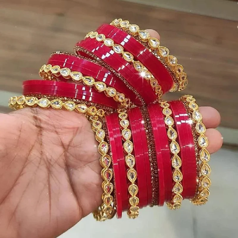 women’s slim bangles-Manisha Jewellery Crystal Stone Acrylic Bangles Set