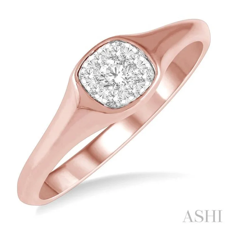 women’s classic engagement rings-1/6 ctw Cushion Shape Lovebright Diamond Ring in 14K Rose and White Gold