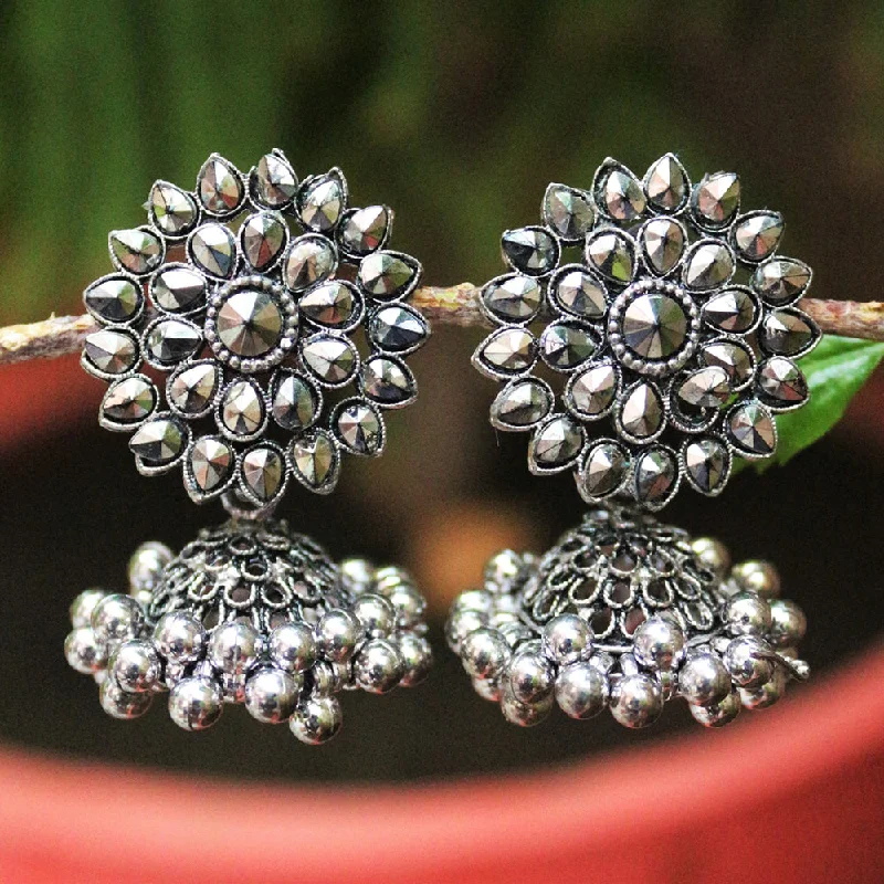 women’s glitter earrings-H K Fashion Oxidised Plated Jhumki Earrings