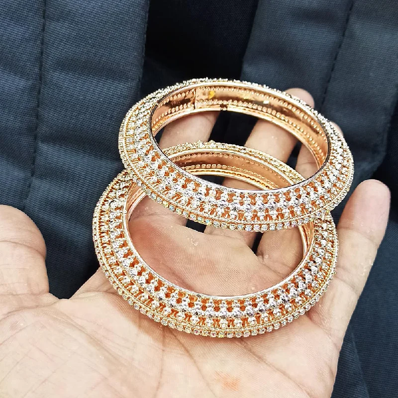 women’s rose gold bracelets-Manisha Jewellery Rose Gold Plated Bangles Set