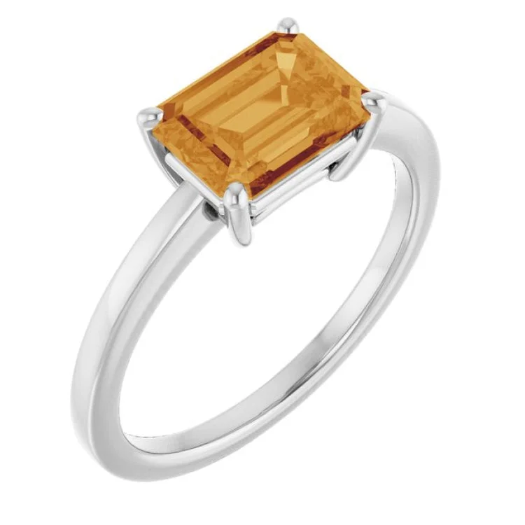 women’s birthstone rings with diamonds-Platinum Natural Citrine Ring