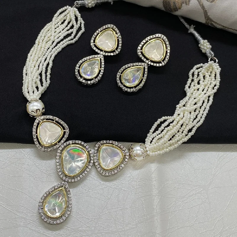 women’s infinity necklaces-Royal Kundan Jewellery Gold Plated Crystal Stone And Pearls Choker Necklace Set