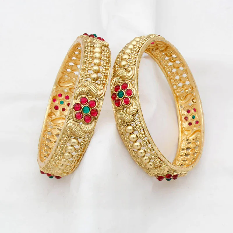 women’s tennis bangles-Manisha Jewellery Gold Plated Pota Stone Bangles Set