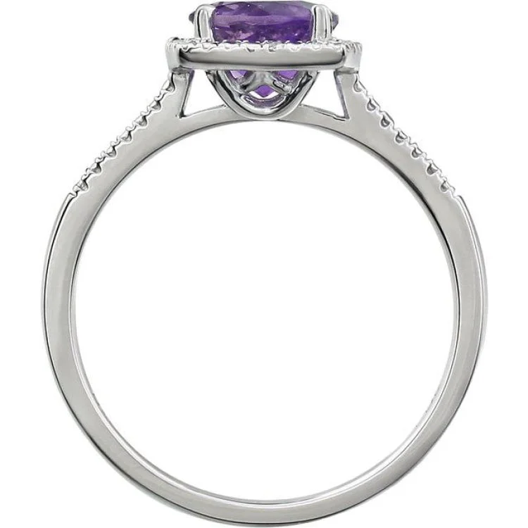 women’s heart-shaped engagement rings-Sterling Silver Natural Amethyst & .01 CTW Natural Diamond Ring