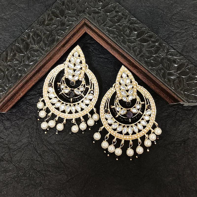 women’s clip-on hoop earrings-Darshana Jewels Gold Plated Kundan Stone Dangler Earrings