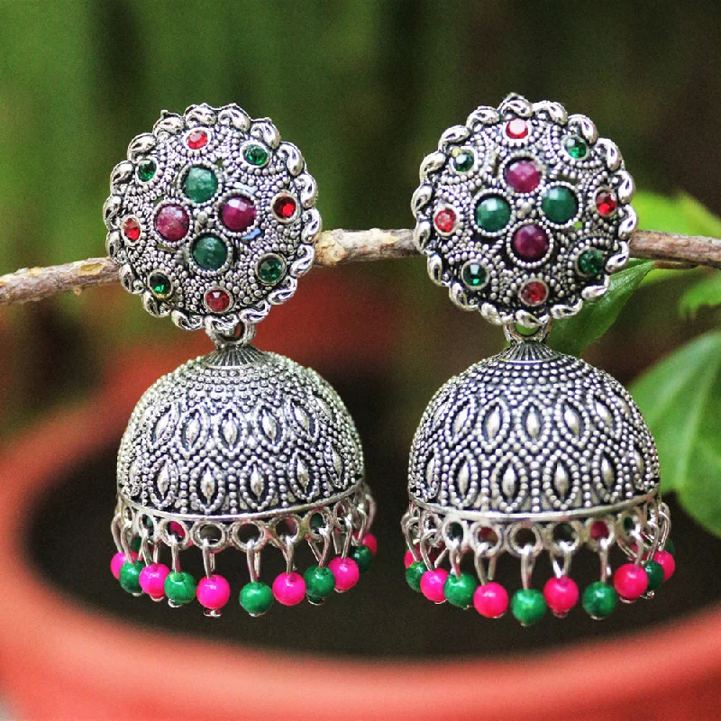 women’s cute earrings-H K Fashion Oxidised Plated Jhumki Earrings