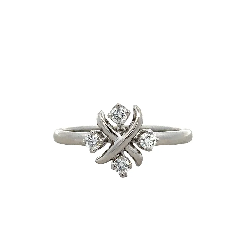 women’s white gold engagement rings-Tiffany Schlumberger Diamond Ring in Platinum