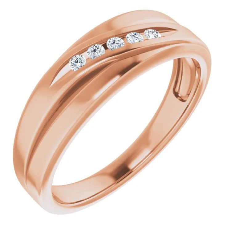 women’s classic gold rings-14K Rose 1/10 CTW Natural Diamond Band