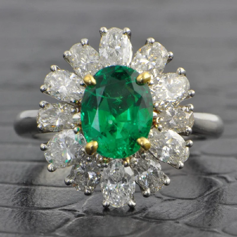 women’s platinum engagement rings-Albert Pujol Emerald and Diamond Ring