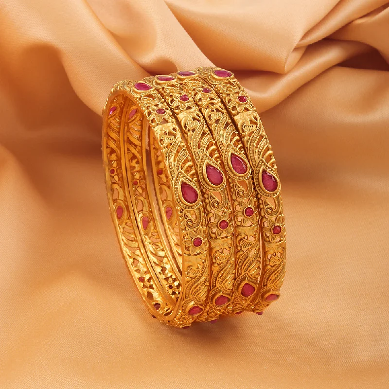 women’s beaded bracelets-Raddhi Jewels Gold Plated Bangles Set