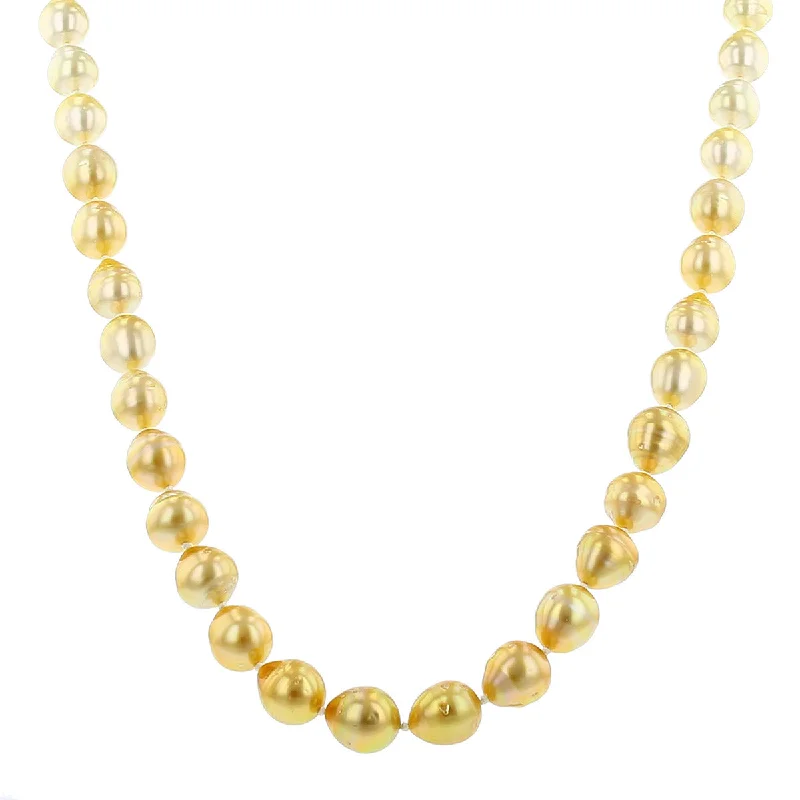 women’s cross necklaces-Ombre Necklace with White and Golden South Sea Pearls