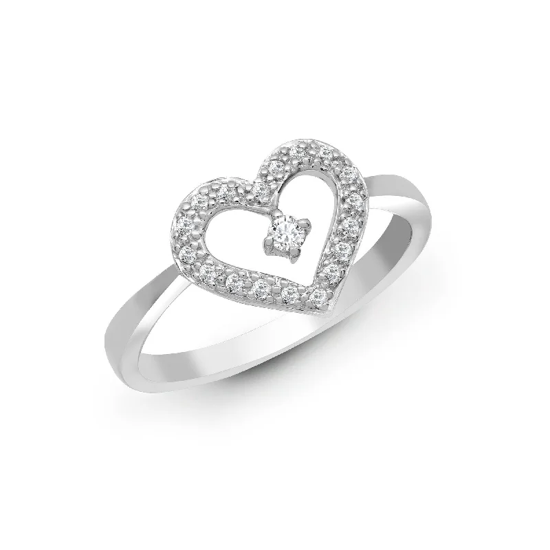 women’s cushion cut engagement rings-18ct White Gold Heart Shaped Diamond Ring