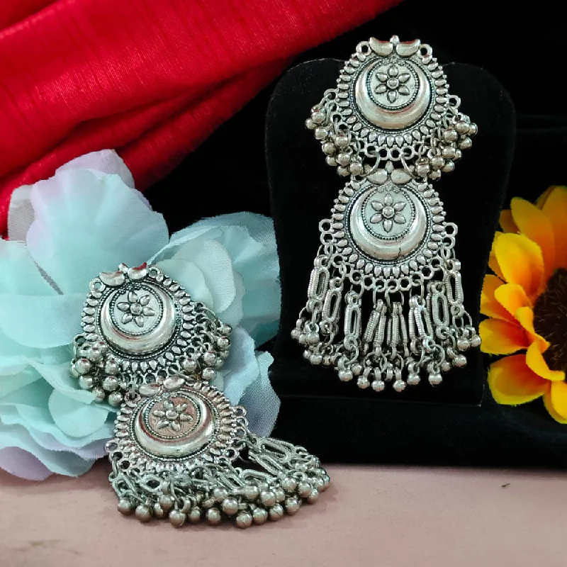 women’s adjustable earrings-Blythediva Oxidised Plated Ghungroo Dangler Earrings