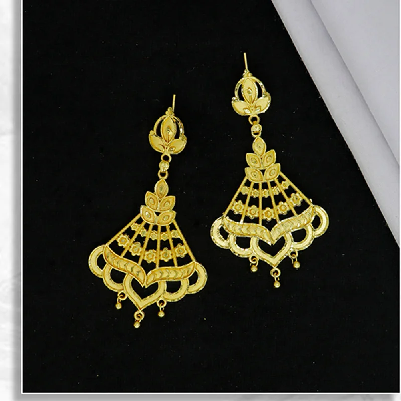 women’s floral earrings-Mahavir Gold Plated Dangler Earrings