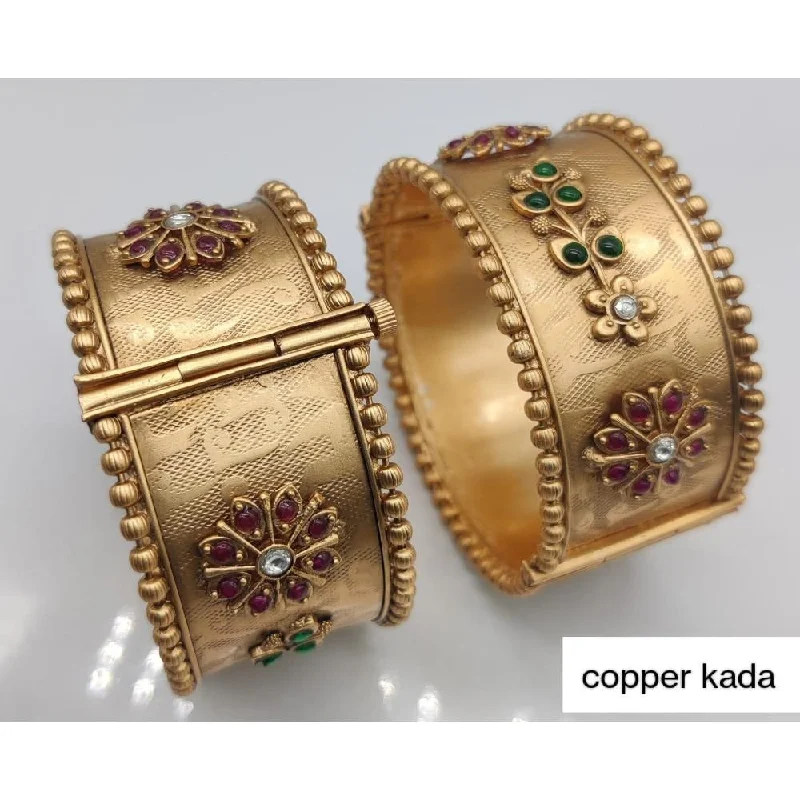 women’s custom bracelets-Akruti Collection Gold Plated Pota  Bangles Set