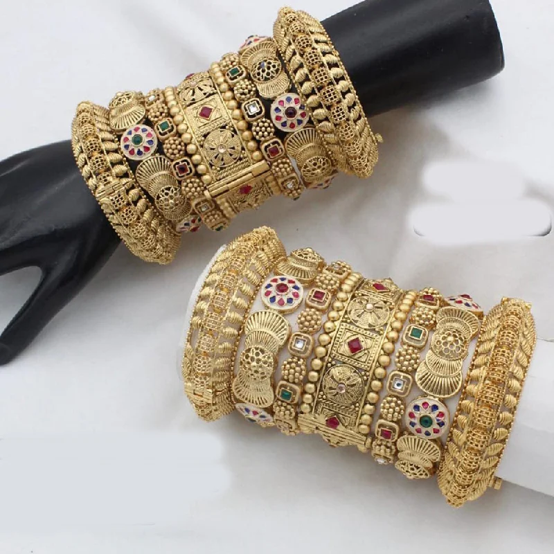 women’s vintage bangles-Manisha Jewellery Gold Plated Pota Stone Bangles Set