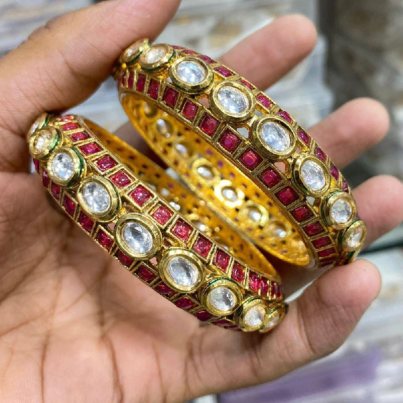 women’s knot bracelets-Manisha Jewellery Gold Plated Crystal Stone Bangles Set