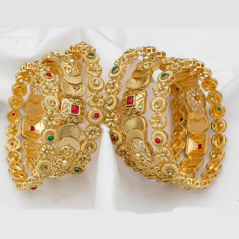 women’s unique bangles-Kavita Art Gold Plated Pota Stone Bangles Set