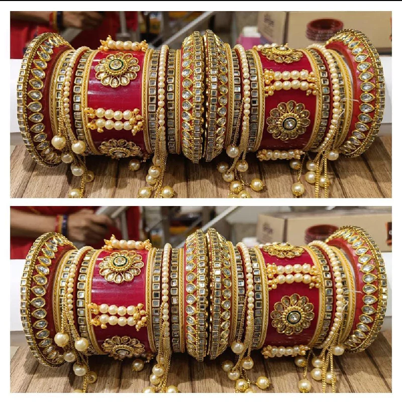 women’s vintage bangles-Manisha Jewellery Gold Plated Bangles Set