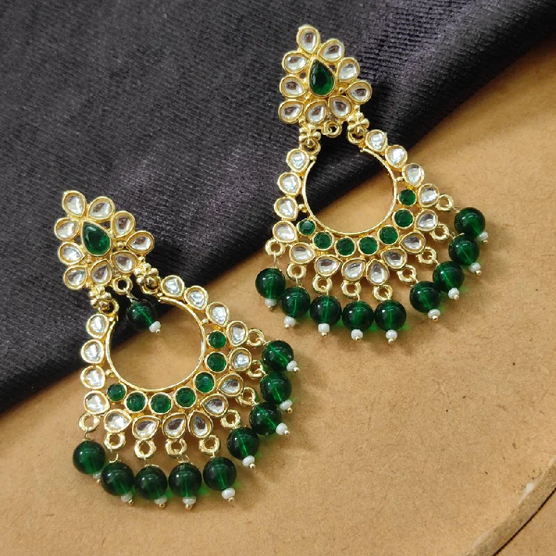 women’s drop earrings-Darshana Jewels Gold Plated Kundan Stone And Beads Dangler Earrings