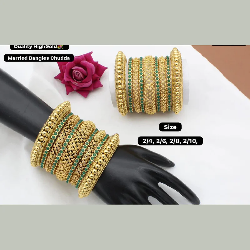 women’s stackable bracelets-Manisha Jewellery Gold Plated Pota Stone Bangles Set