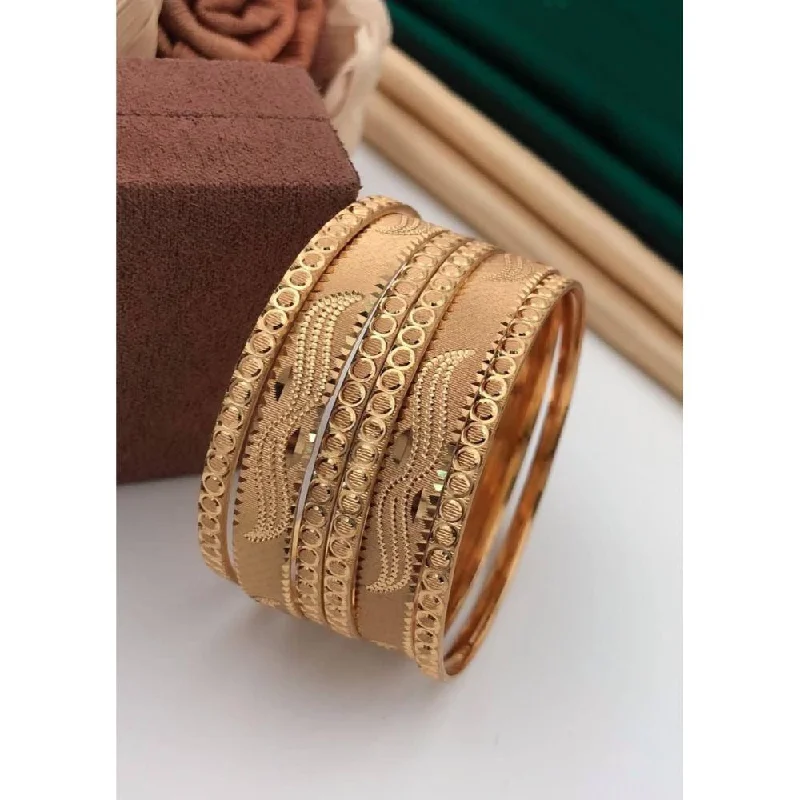 women’s heart-shaped bracelets-Akruti Collection Gold Plated Bangles Set