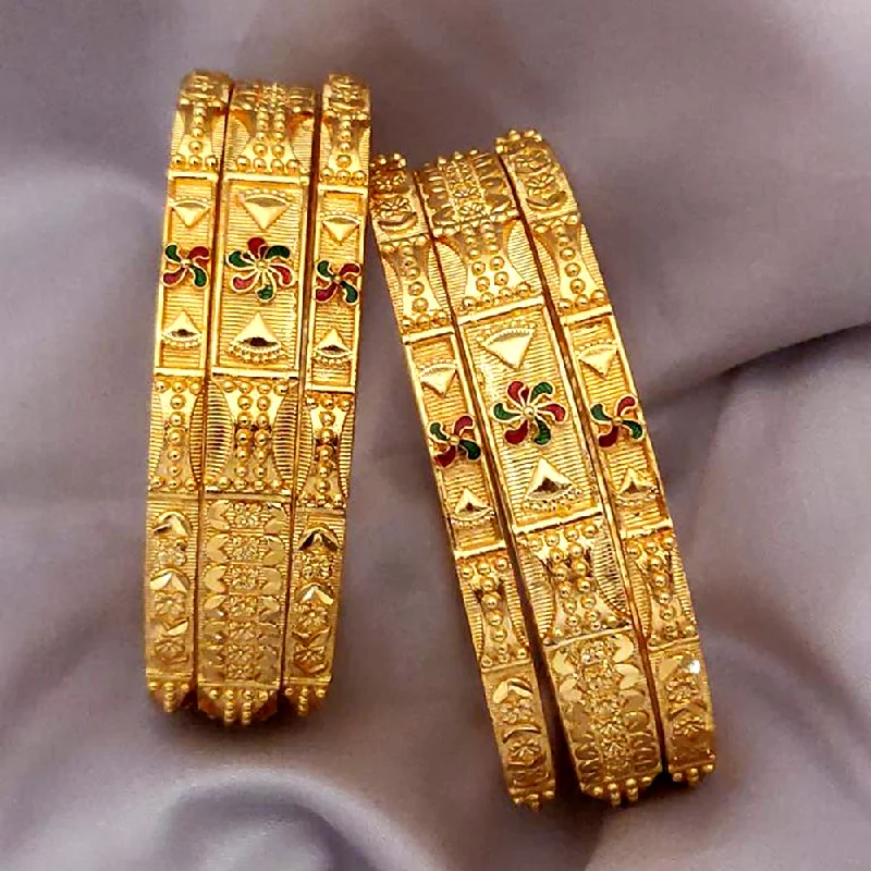 women’s tennis bracelets-H K Fashion Gold Plated Bangles Set