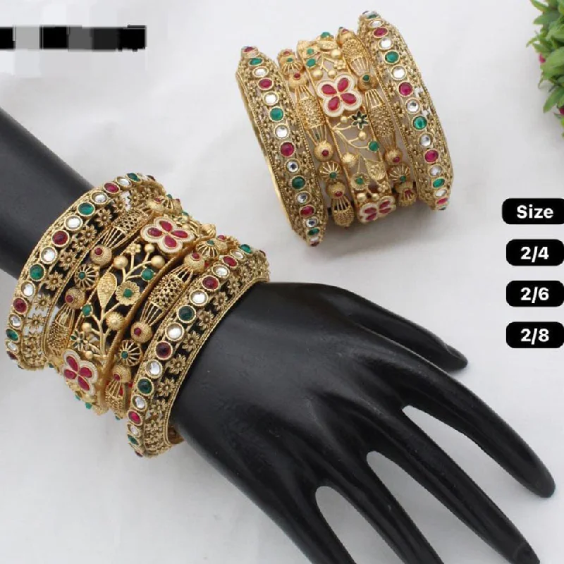 women’s sparkly bracelets-Manisha Jewellery Gold Plated Bangles Set