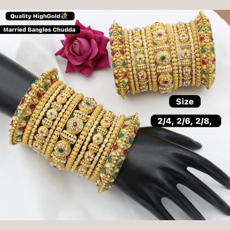 women’s custom bracelets-Manisha Jewellery Gold Plated Bangles Set