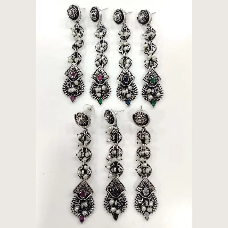 women’s rose gold earrings-Kavita Art Oxidised Plated Crystal Stone Pearl Dangler Earrings