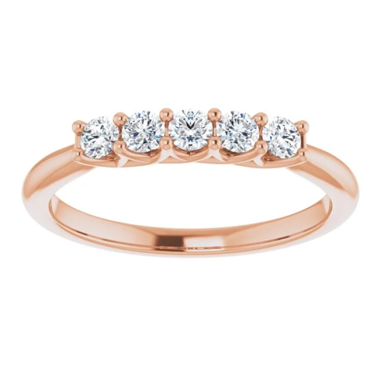 women’s engraved rings-14K Rose 1/3 CTW Natural Diamond Anniversary Band