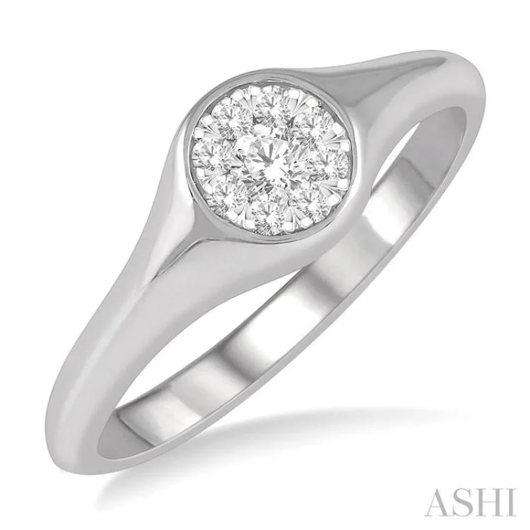 women’s unique wedding engagement rings-1/6 ctw Round Shape Lovebright Diamond Ring in 14K White Gold