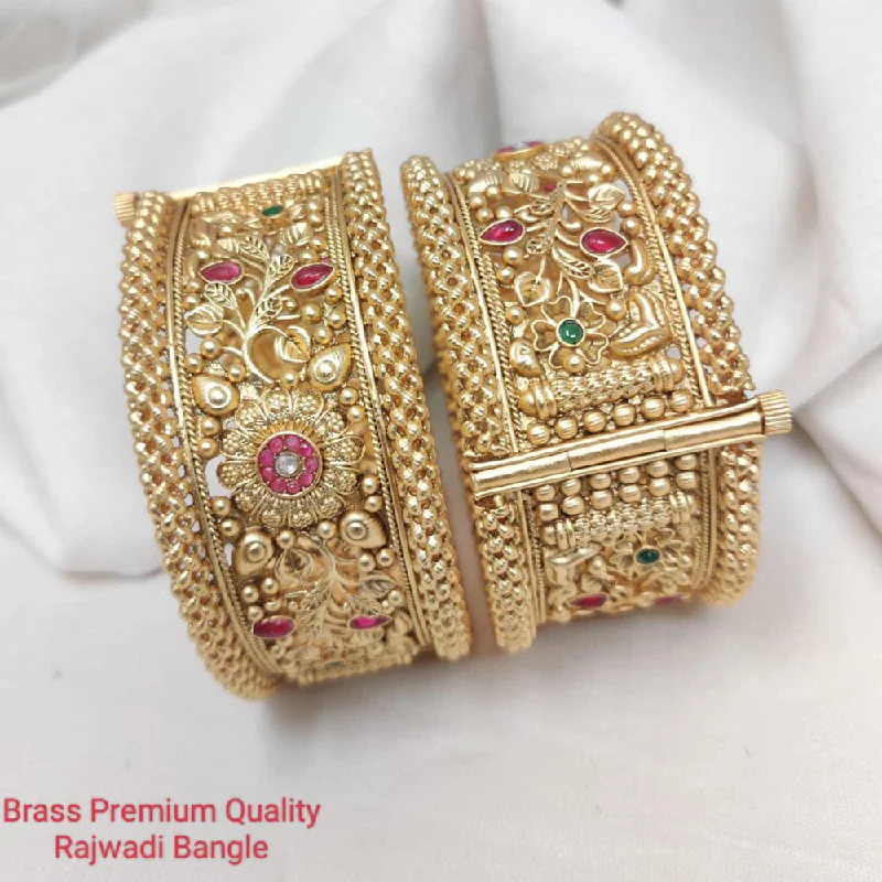 women’s wedding bracelets-Manisha Jewellery Gold Plated Brass Openable Bangles Set