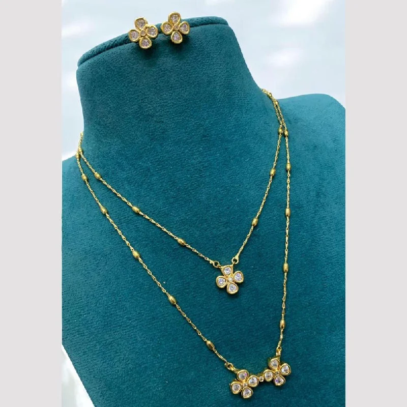 women’s statement pendant necklaces-Sona Creation Gold Plated Crystal Stone Necklace Set