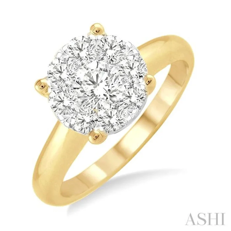 women’s bridal engagement rings-1 Ctw Lovebright Round Cut Diamond Ring in 14K Yellow and White Gold