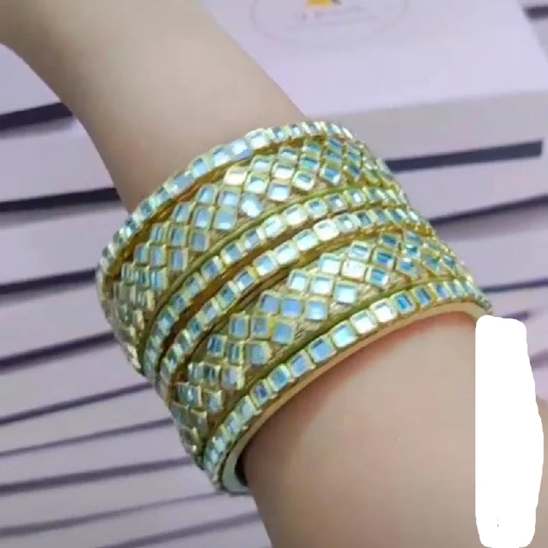 women’s colorful bangles-Pooja Bangles Gold Plated Mirror Bangles Set