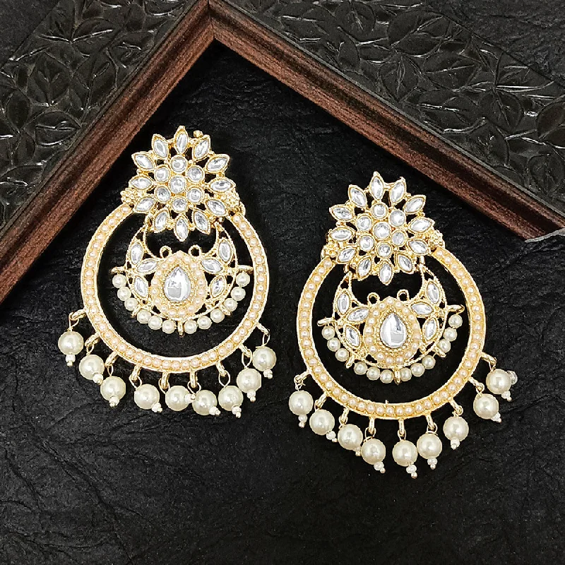 women’s minimalist earrings-Darshana Jewels Gold Plated Kundan Stone Dangler Earrings