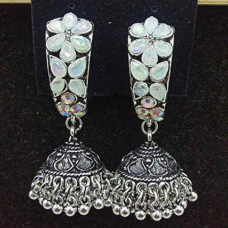 women’s stylish hoop earrings-SP Jewellery Oxidised Plated Crystal Stone Jhumki Earrings