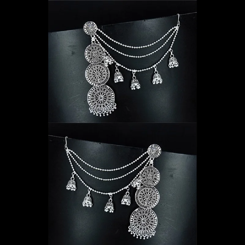 women’s unique earrings-Mahavir Oxidised Plated Kanchain Earrings