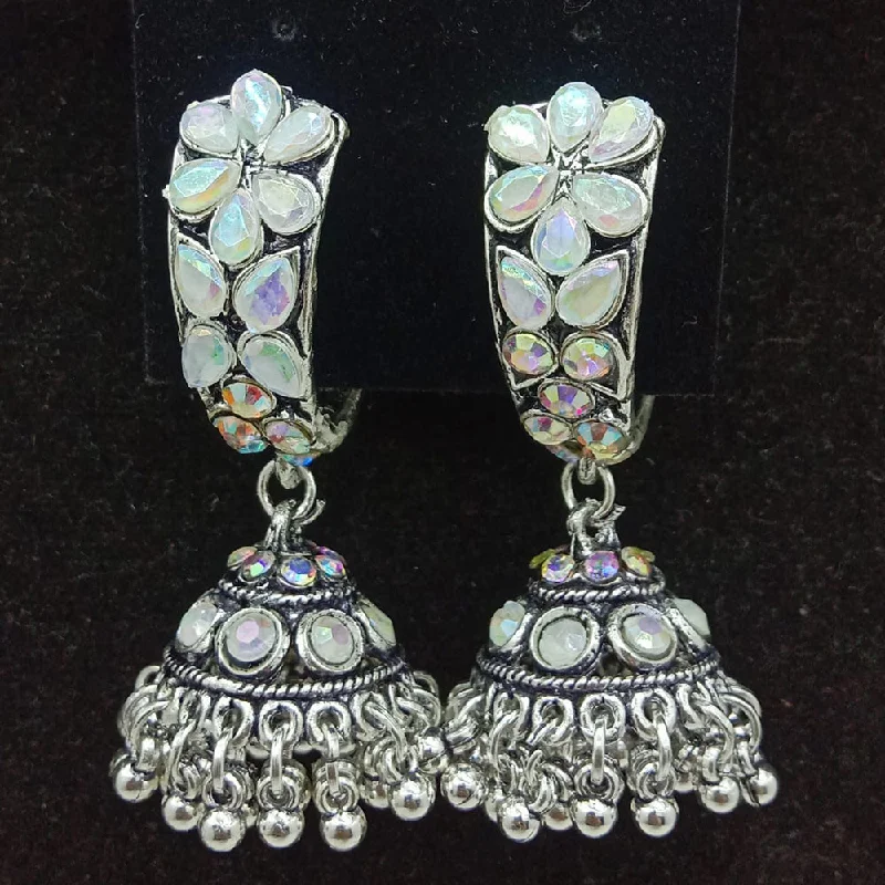 women’s crystal drop earrings-SP Jewellery Oxidised Plated Crystal Stone Jhumki Earrings