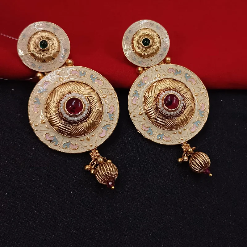 women’s silver hoop earrings with gems-Padmawati Bangles Gold Plated Kundan Stone And Meenakari Dangler Earrings