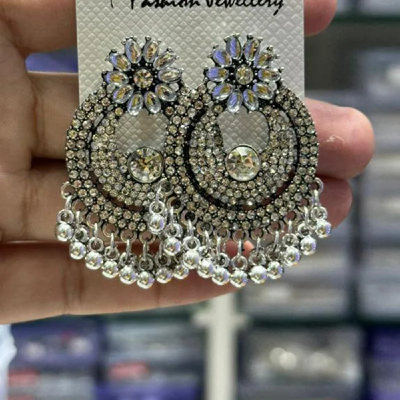 women’s large earrings-Manisha Jewellery Oxidised Plated Austrian Stone And Ghungroo Dangler Earrings