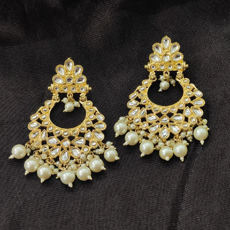 women’s teardrop earrings-Darshana Jewels Gold Plated Kundan Stone And Beads Dangler Earrings