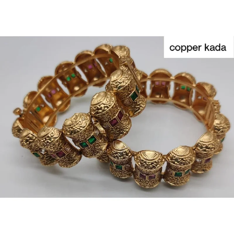 women’s multi-strand bracelets-Akruti Collection Gold Plated Openable Kada