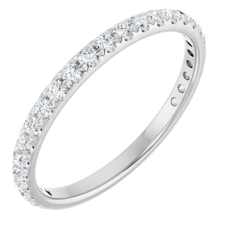 women’s adjustable engagement rings-14K White 1/3 CTW Lab-Grown Diamond French-Set Anniversary Band