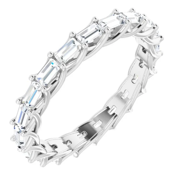 women’s fashion statement rings-14K White 9/10 CTW Natural Diamond Eternity Band Size 7