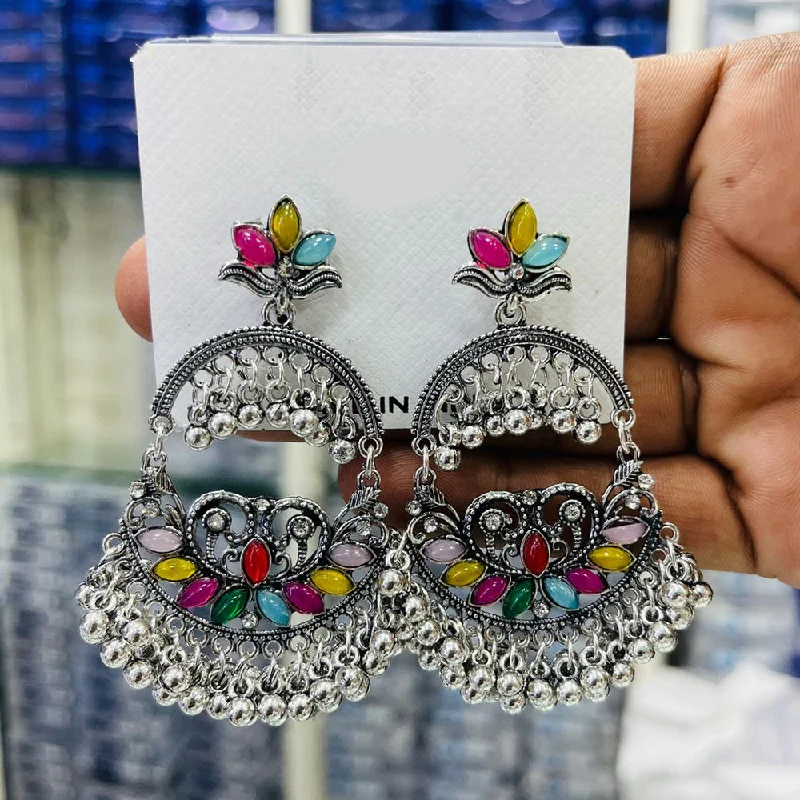 women’s tassel earrings-Manisha Jewellery Oxidised Plated Crystal Stone And Ghungroo Dangler Earrings