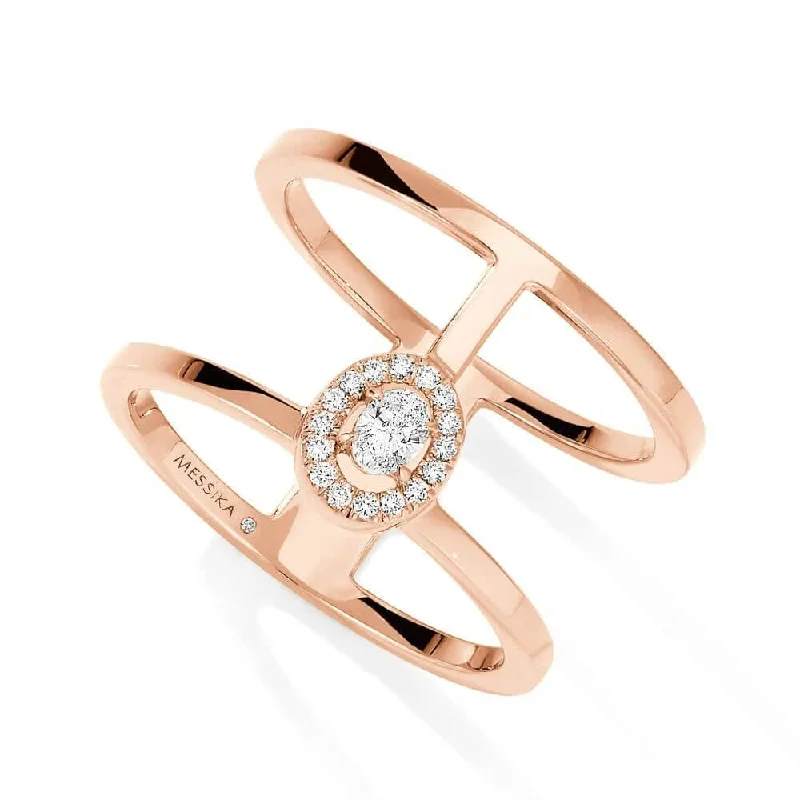 women’s white diamond engagement rings-18ct Pink Gold Glam'Azone 2 Rows Diamond Ring