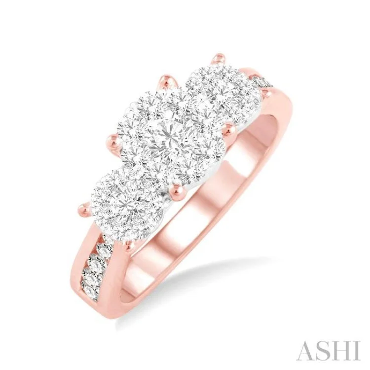 women’s forever engagement rings-1/2 Ctw Lovebright Round Cut Diamond Ring in 14K Rose and White Gold