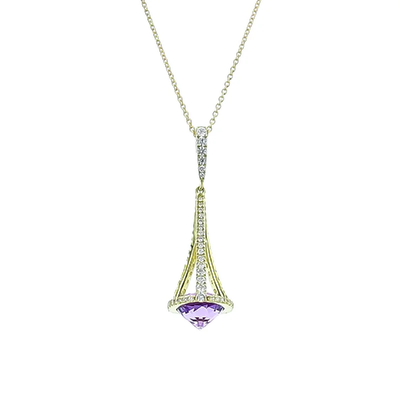 women’s flower necklaces-Pastel Diamond Chandelier Amethyst Necklace